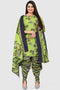 Green Cotton Blend Printed Unstitched Salwar Suit Material