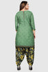 Green Cotton Blend Printed Unstitched Salwar Suit Material