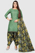 Green Cotton Blend Printed Unstitched Salwar Suit Material