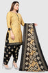 Beige Cotton Blend Printed Unstitched Salwar Suit Material