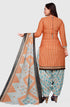 Orange Cotton Blend Printed Unstitched Salwar Suit Material