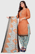 Orange Cotton Blend Printed Unstitched Salwar Suit Material