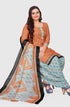 Orange Cotton Blend Printed Unstitched Salwar Suit Material