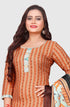 Orange Cotton Blend Printed Unstitched Salwar Suit Material