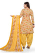 Yellow & Orange Cotton Blend Printed Unstitched Salwar Suit Material