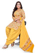 Yellow & Orange Cotton Blend Printed Unstitched Salwar Suit Material