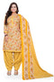 Yellow & Orange Cotton Blend Printed Unstitched Salwar Suit Material