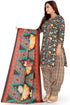 Brown Cotton Blend Printed Unstitched Salwar Suit Material