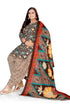 Brown Cotton Blend Printed Unstitched Salwar Suit Material