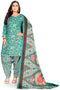 Sea Green Cotton Blend Printed Unstitched Salwar Suit Material