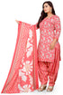 Peach & White Cotton Blend Printed Unstitched Salwar Suit Material