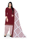 Maroon & Beige Cotton Blend Printed Unstitched Salwar Suit Material