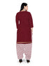 Maroon & Beige Cotton Blend Printed Unstitched Salwar Suit Material