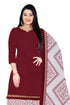 Maroon & Beige Cotton Blend Printed Unstitched Salwar Suit Material