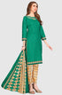 Green Cotton Blend Printed Unstitched Salwar Suit Material
