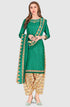 Green Cotton Blend Printed Unstitched Salwar Suit Material