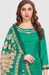 Green Cotton Blend Printed Unstitched Salwar Suit Material