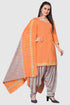 Orange Cotton Blend Printed Unstitched Salwar Suit Material