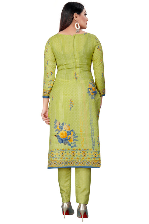 Light Green Cotton Blend Printed Unstitched Salwar Suit Material
