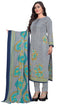 Grey Cotton Blend Printed Unstitched Salwar Suit Material