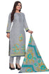 Grey Cotton Blend Printed Unstitched Salwar Suit Material