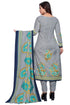 Grey Cotton Blend Printed Unstitched Salwar Suit Material