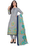 Grey Cotton Blend Printed Unstitched Salwar Suit Material