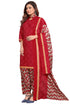 Red Cotton Blend Printed Unstitched Salwar Suit Material