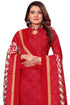 Red Cotton Blend Printed Unstitched Salwar Suit Material