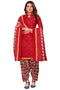 Red Cotton Blend Printed Unstitched Salwar Suit Material