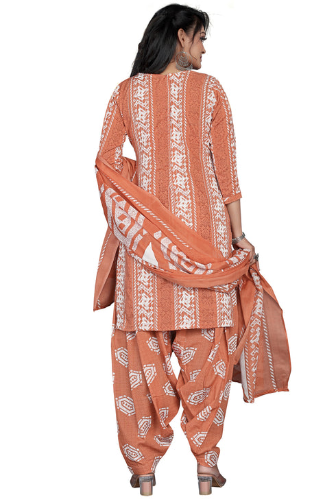 Light Brown Cotton Blend Embroidered Unstitched Salwar Suit Material