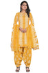 Yellow Cotton Blend Embroidered Unstitched Salwar Suit Material