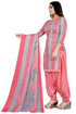 Grey & Light Pink Cotton Blend Printed Unstitched Salwar Suit Material