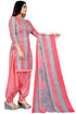 Grey & Light Pink Cotton Blend Printed Unstitched Salwar Suit Material