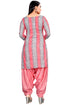 Grey & Light Pink Cotton Blend Printed Unstitched Salwar Suit Material