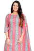 Grey & Light Pink Cotton Blend Printed Unstitched Salwar Suit Material