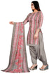 Grey & Light Pink Cotton Blend Printed Unstitched Salwar Suit Material