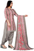 Grey & Light Pink Cotton Blend Printed Unstitched Salwar Suit Material