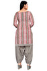 Grey & Light Pink Cotton Blend Printed Unstitched Salwar Suit Material