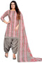 Grey & Light Pink Cotton Blend Printed Unstitched Salwar Suit Material