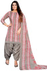 Grey & Light Pink Cotton Blend Printed Unstitched Salwar Suit Material