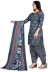 Grey & White Cotton Blend Printed Unstitched Salwar Suit Material