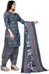 Grey & White Cotton Blend Printed Unstitched Salwar Suit Material