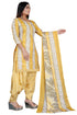 Yellow & White Cotton Blend Printed Unstitched Salwar Suit Material
