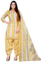 Yellow & White Cotton Blend Printed Unstitched Salwar Suit Material