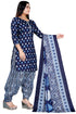 Navy Blue Cotton Blend Printed Unstitched Salwar Suit Material
