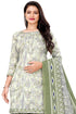 Beige & Grey Cotton Blend Printed Unstitched Salwar Suit Material