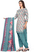 Teal Green & Beige Cotton Blend Printed Unstitched Salwar Suit Material