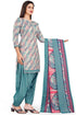 Teal Green & Beige Cotton Blend Printed Unstitched Salwar Suit Material