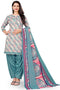 Teal Green & Beige Cotton Blend Printed Unstitched Salwar Suit Material